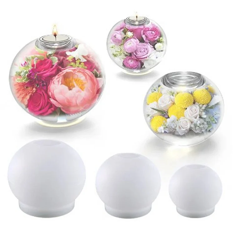 3PCS Aromatherapy Candles Molds Round Ball Candlestick Scented Wax Silicone Mold
