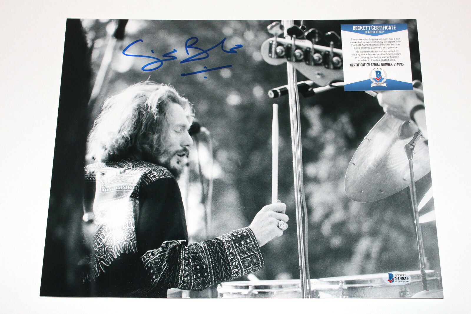 DRUMMER GINGER BAKER CREAM SIGNED 11X14 Photo Poster painting FELA KUTI PROOF BECKETT COA BAS