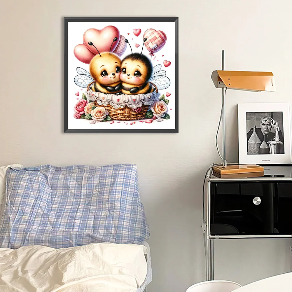 Diamond Painting - Full Round Drill - Love Flower Bee(Canvas|30*30cm)
