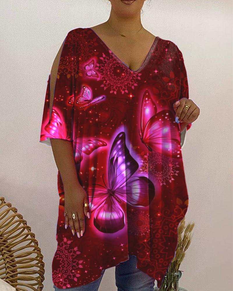 V-Neck Casual Print Women's Top