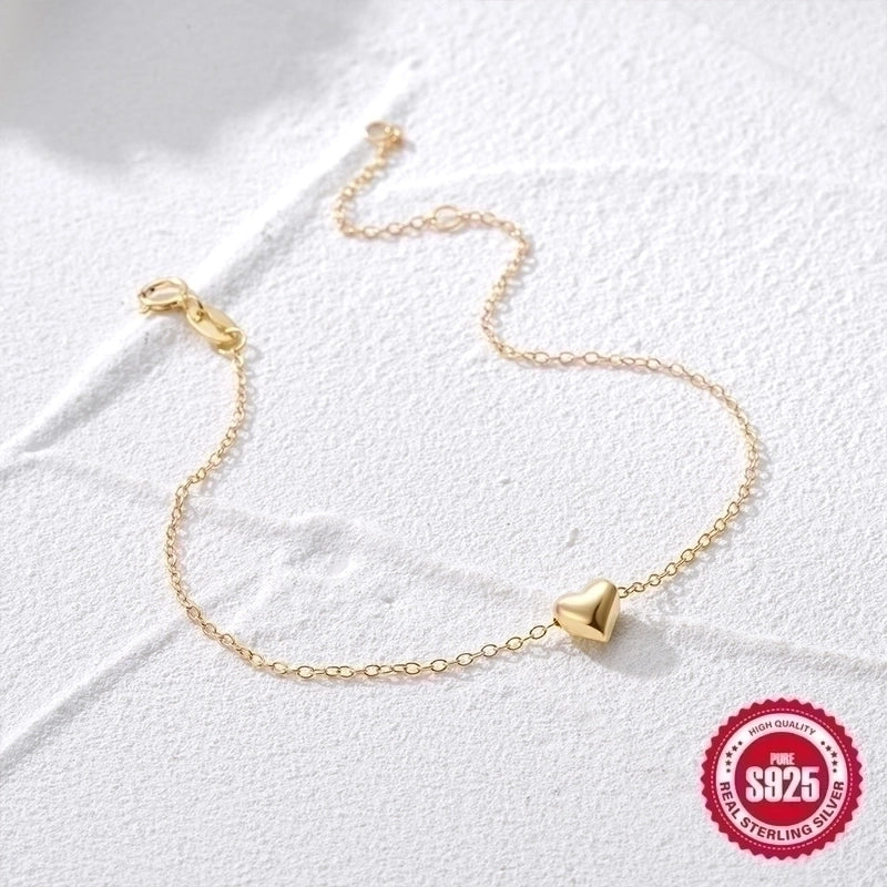 Minimalist Heart Shape Sterling Silver Plating Bracelets