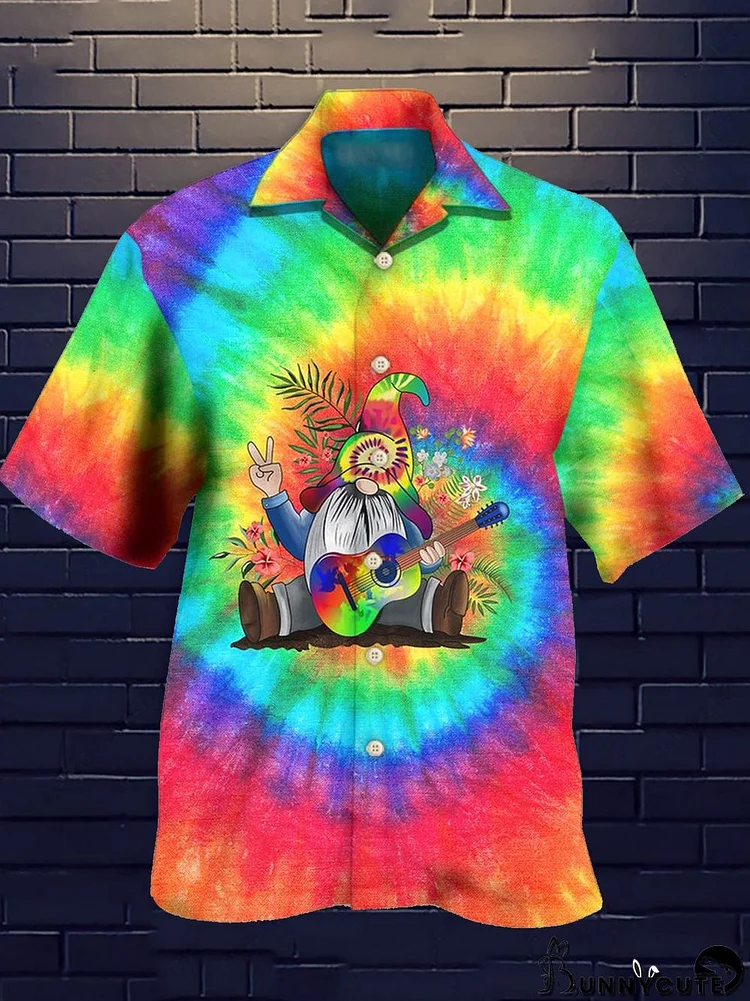 Gnome Guitar Tie Dye Men's Shirts