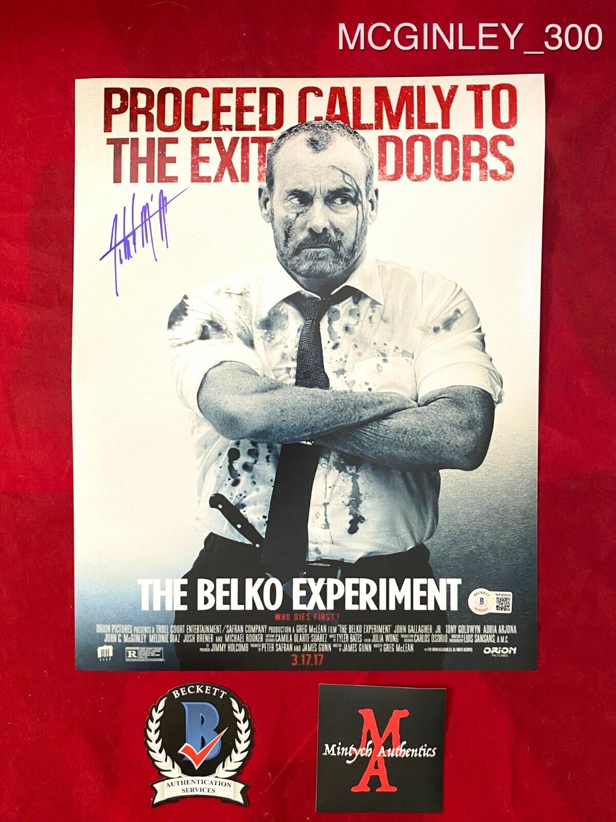 JOHN MCGINLEY AUTOGRAPHED SIGNED 11x14 Photo Poster painting! THE BELKO EXPERIMENT! BECKETT COA!