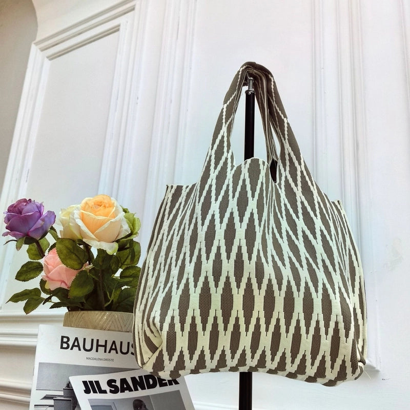 Women’s Large Polyester Letter Color Block Streetwear Square Open Shoulder Bag