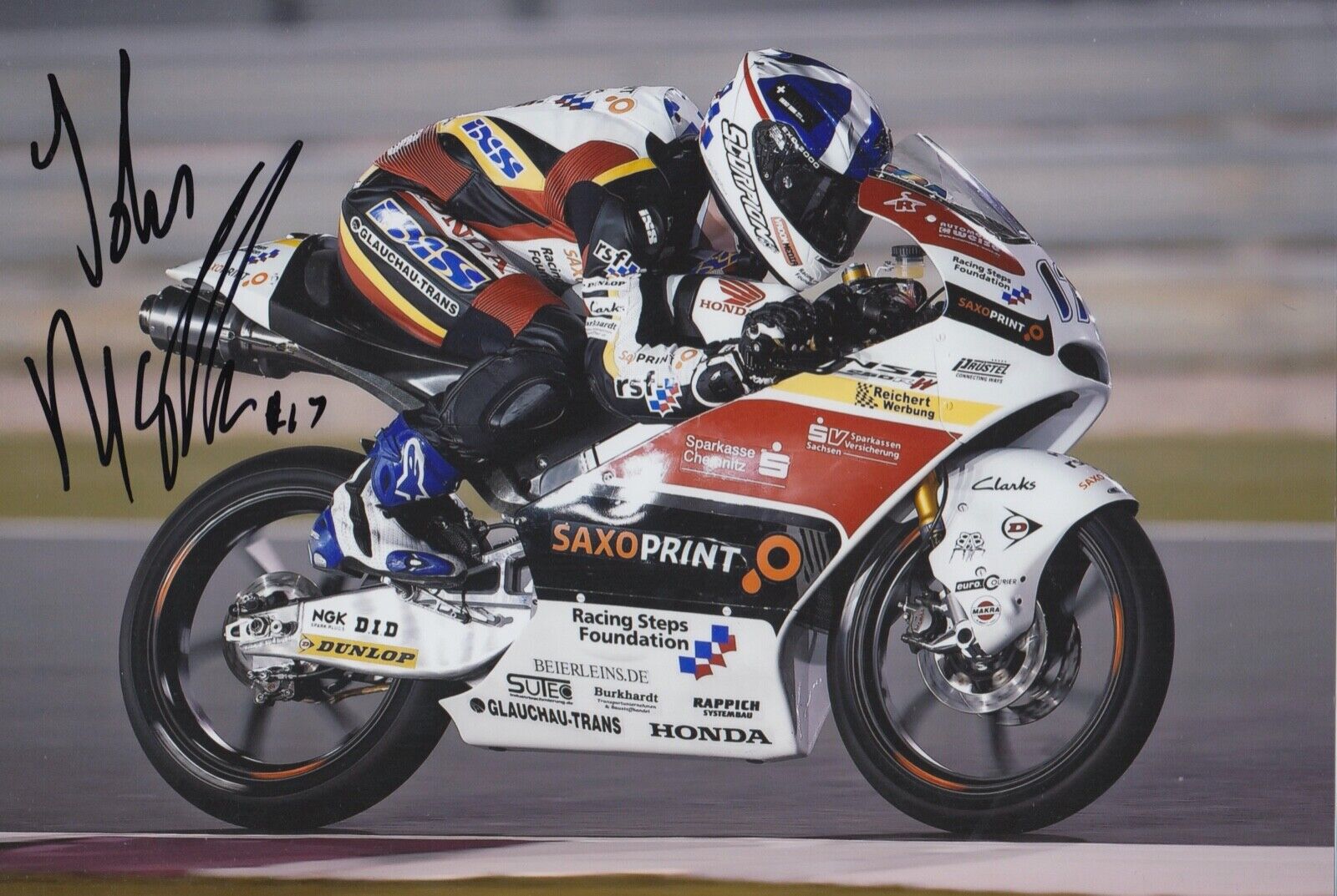 John McPhee Hand Signed 12x8 Photo Poster painting MotoGP Autograph SaxoPrint RTG Honda 2014