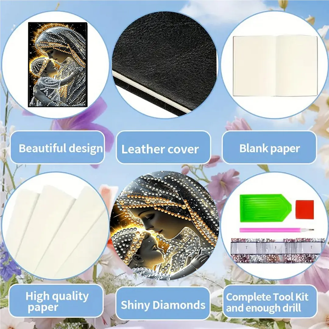 5D DIY Rhinestone Art Painting Notebook Kit for Holiday Birthday Gift (Lady)