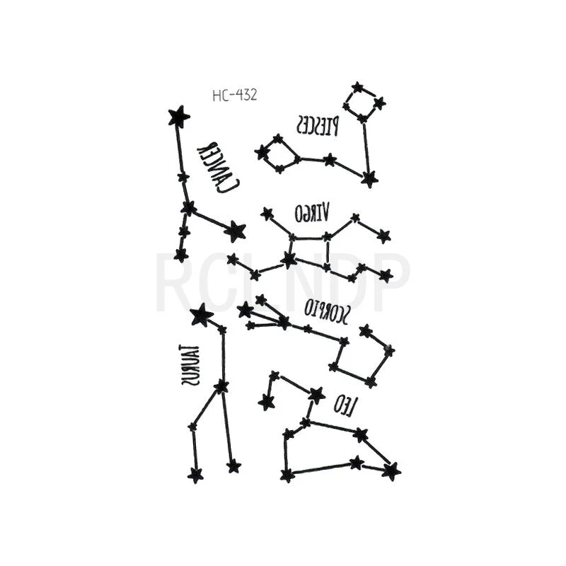 Waterproof Temporary Tattoo Sticker Star Constellation Leo Taurus Scorpio Virgo Piesces Flash Tatoo Fake Tatto for Women Men