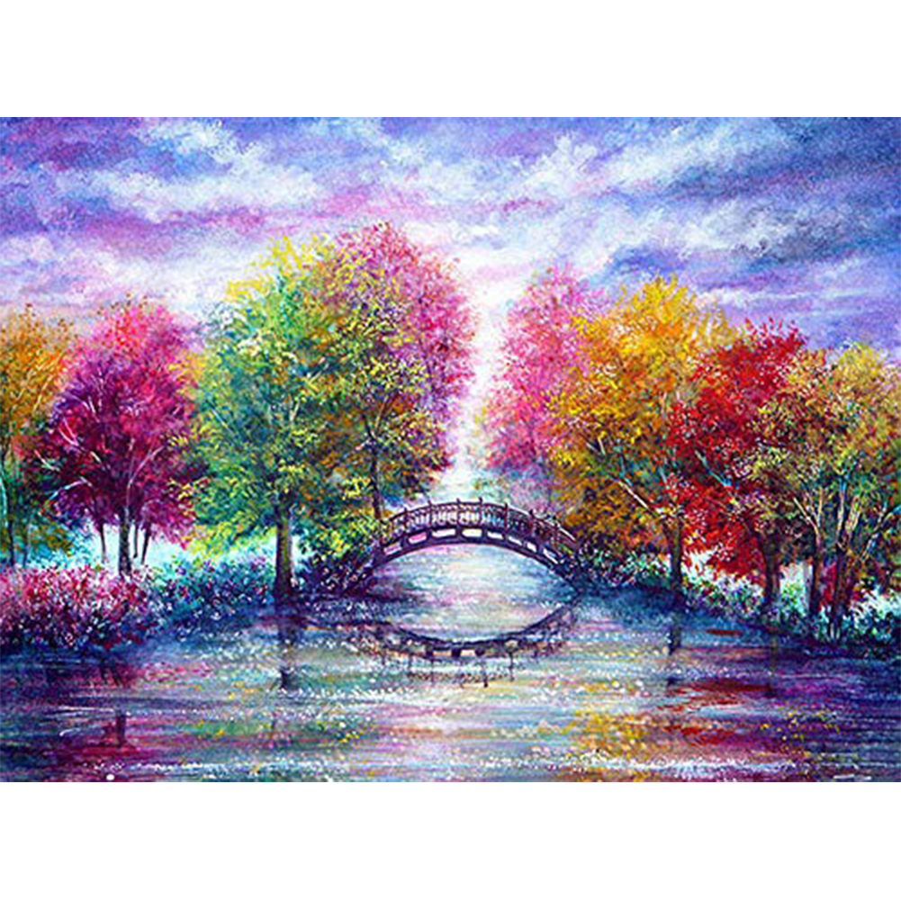 

30*40CM - Crystal Round Drill Diamond Painting - Maple Lake, 501 Original