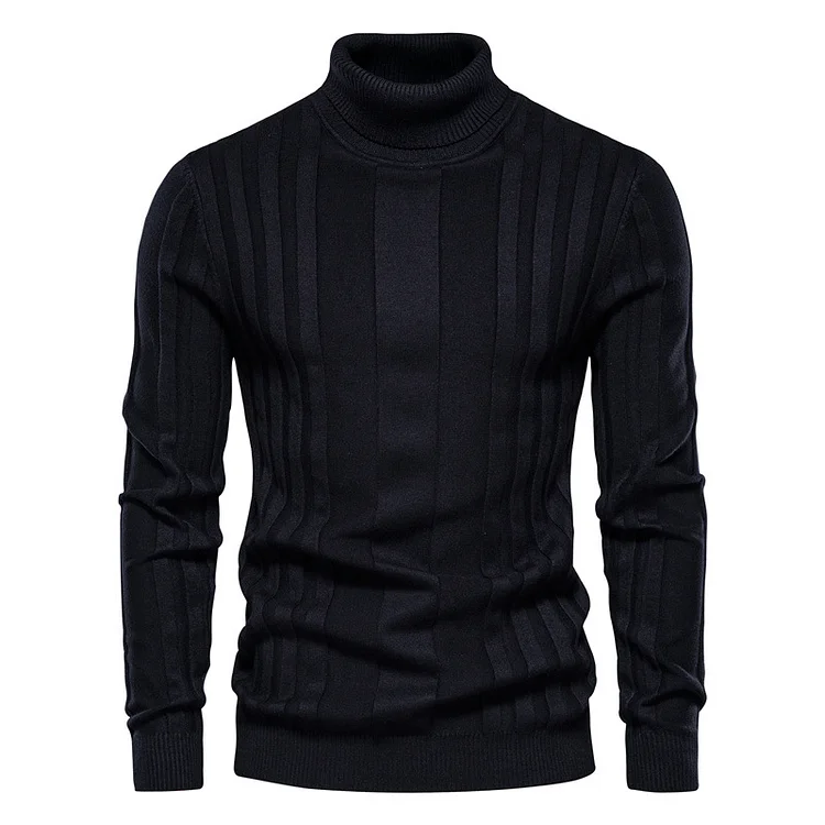 Men's Casual Solid Color Turtleneck Pullover Sweater