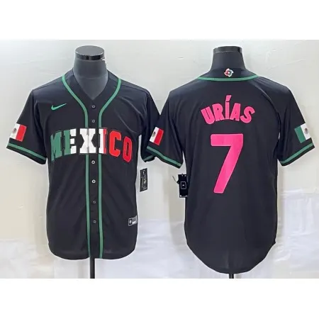 Men's Mexico Baseball #7 Julio Urias 2023 Black World Baseball With Patch Classic Stitched Jersey M3L3