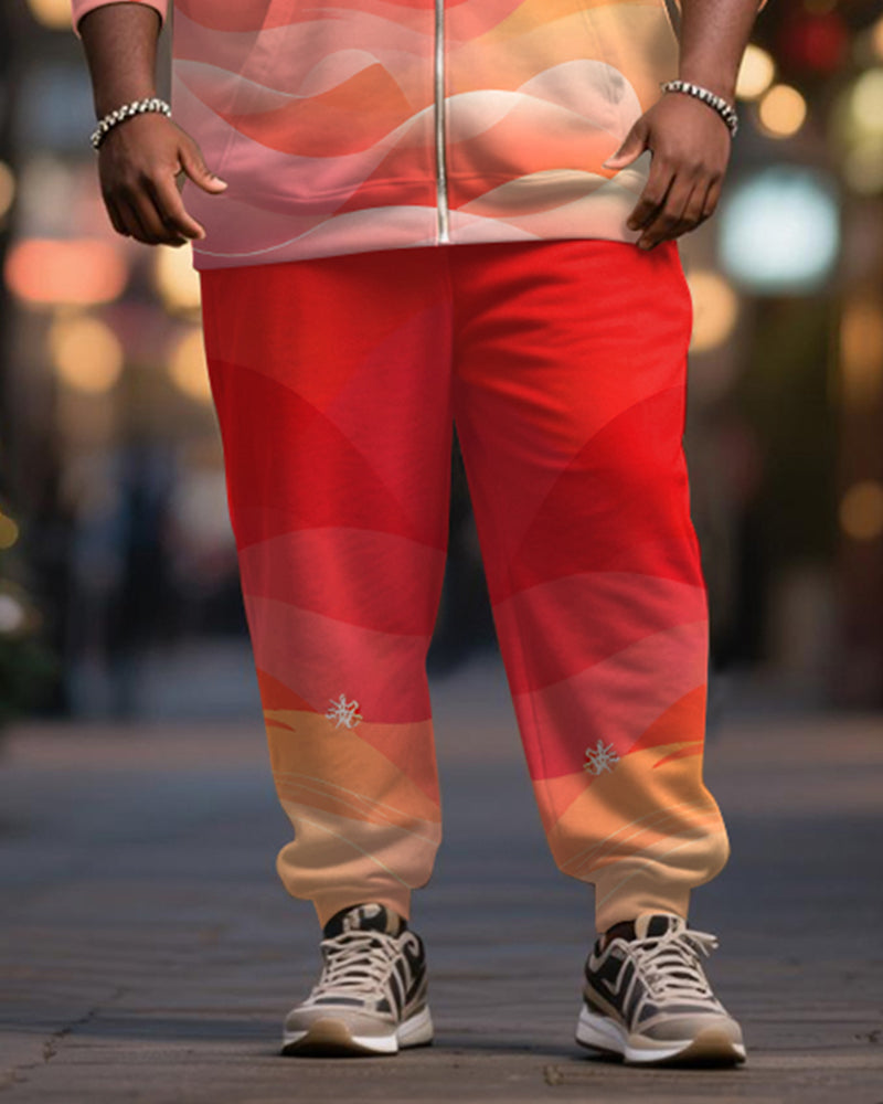 Big & Tall Men's Merry Christmas Gradient Alphabet Print Cardigan Hoodie Suit