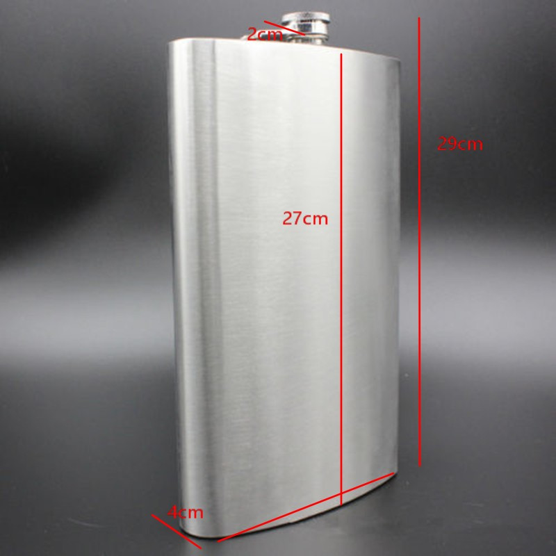 Tegooe 64oz Half Gallon Portable Stainless Steel Hip Flask with Leather Carry Strap and Funnel Ideal for Camping Travel