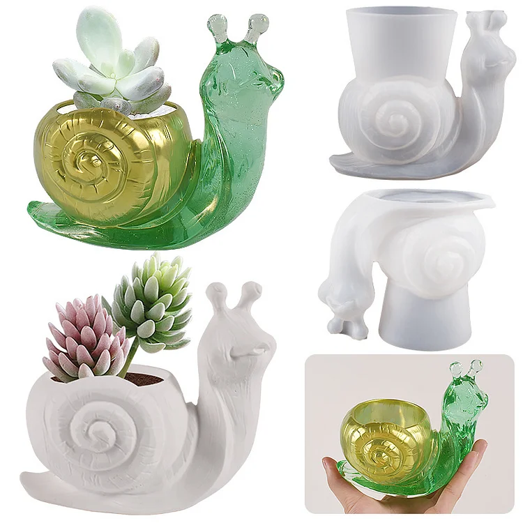 Snail Succulent Flower Pot Resin Mold CrazyMold