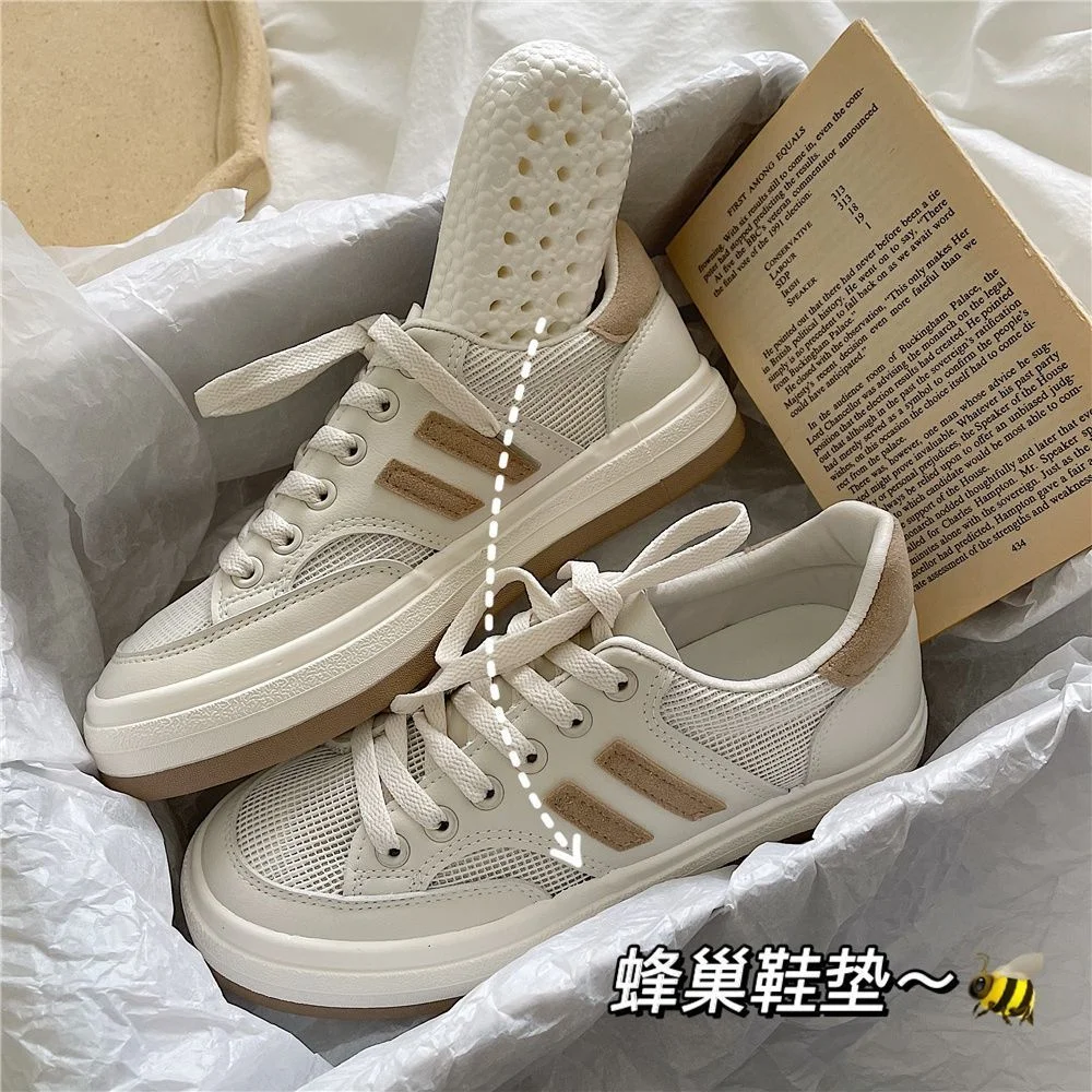 Lourdasprec Women 2022 White Korean Flat Casual Canvas Sports Shoes Sneakers Platform Autumn Running Spring Rubber Vulcanize Trainers