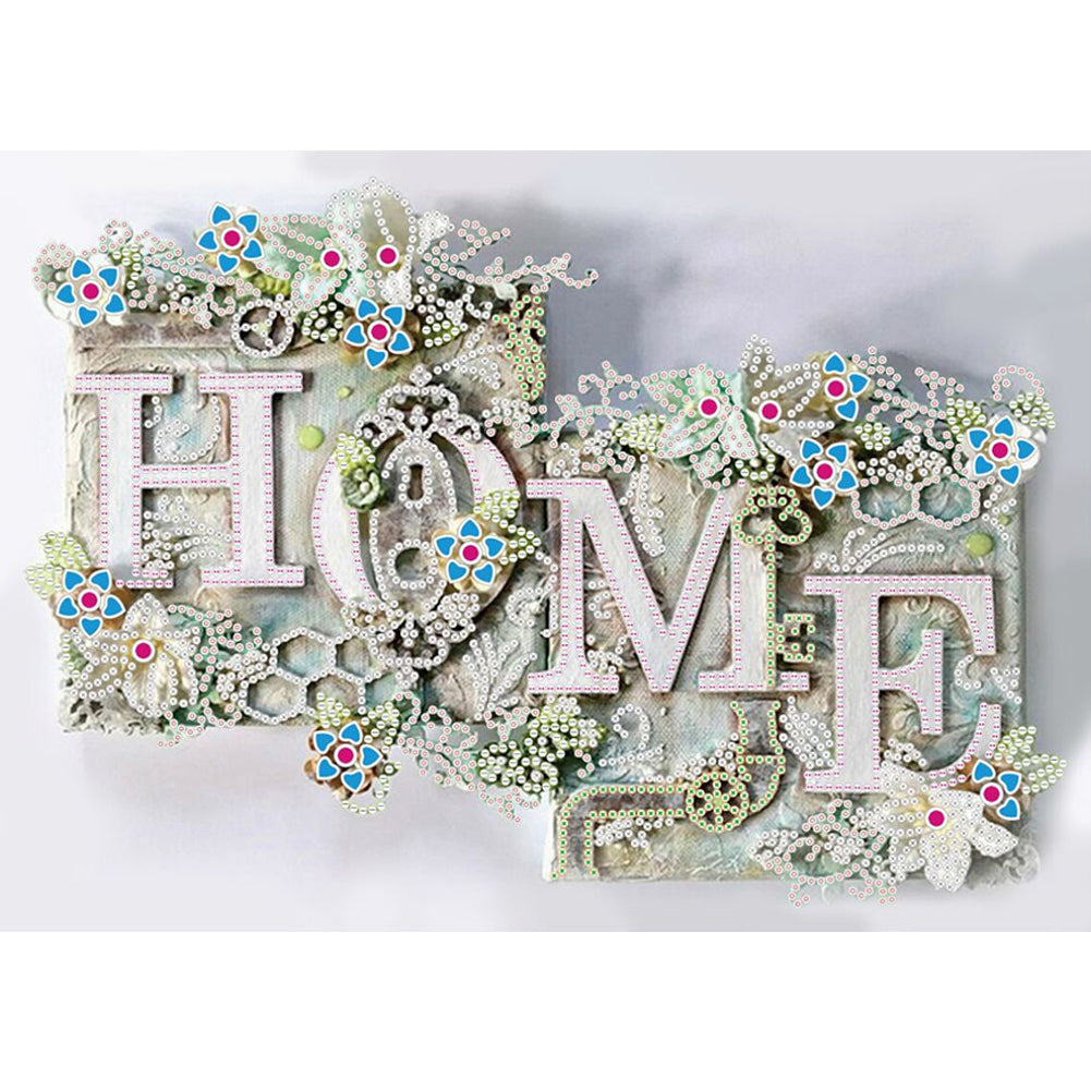HOME Word 40*30CM(Canvas) Beautiful Special Shaped Drill Diamond Painting gbfke