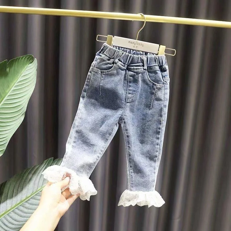 Baby Girls Jeans Lace Jeans Pants For Girls Elastic Waist Kids Jeans spring Autumn Novelty Clothes For Infant Girls Trousers&nbsp;