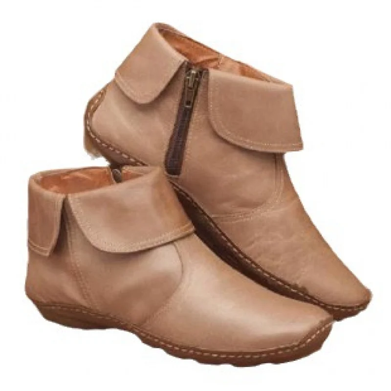 Breakj Breakj Women's Shoes Round Head Side Zipper Martin Boots Casual Women's Leather Boots Large Size