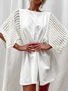 Knitted Cotton Flared Sleeves Mini Dress