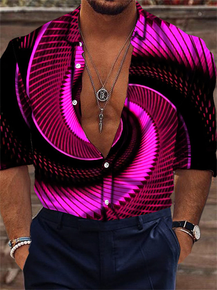 Men's Shirt Halo Multi-color 3D Digital Printing Color Clash Casual Fashion Breathable Men's Shirt-JRSEE