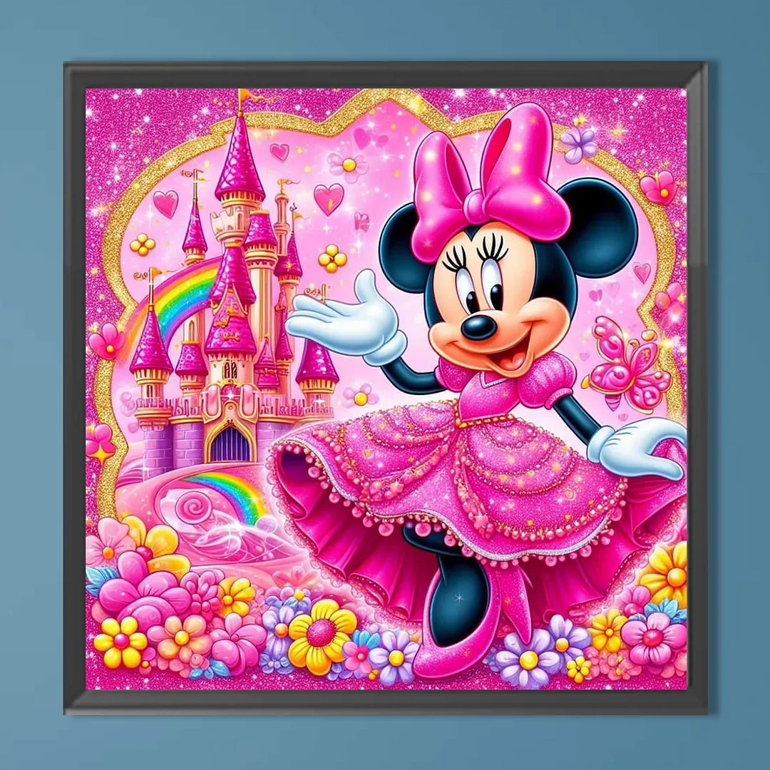 Castle Princess Minnie Full DIY 5D Round Drill Diamond Painting Kits for Adults/Beginners Home Decor Diamond Dots Paintings Picture Arts Craft 30x30cm