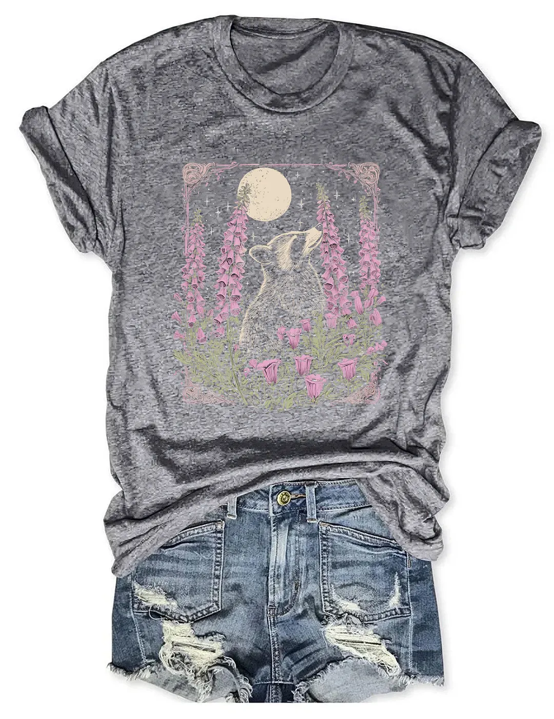 Raccoon Moon Retro Graphic T-shirt