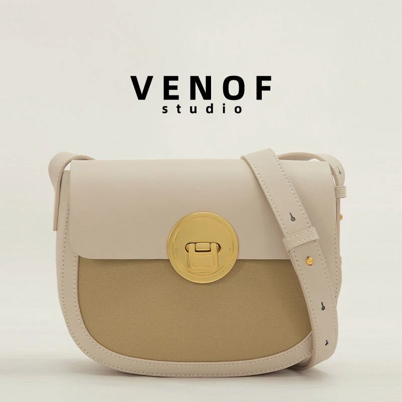 VENOF Women's Designer Bag Fashion Leather Shoulder Crossbody Bags Luxury Women Brand Handbag Female Small Messenger Saddle Bags