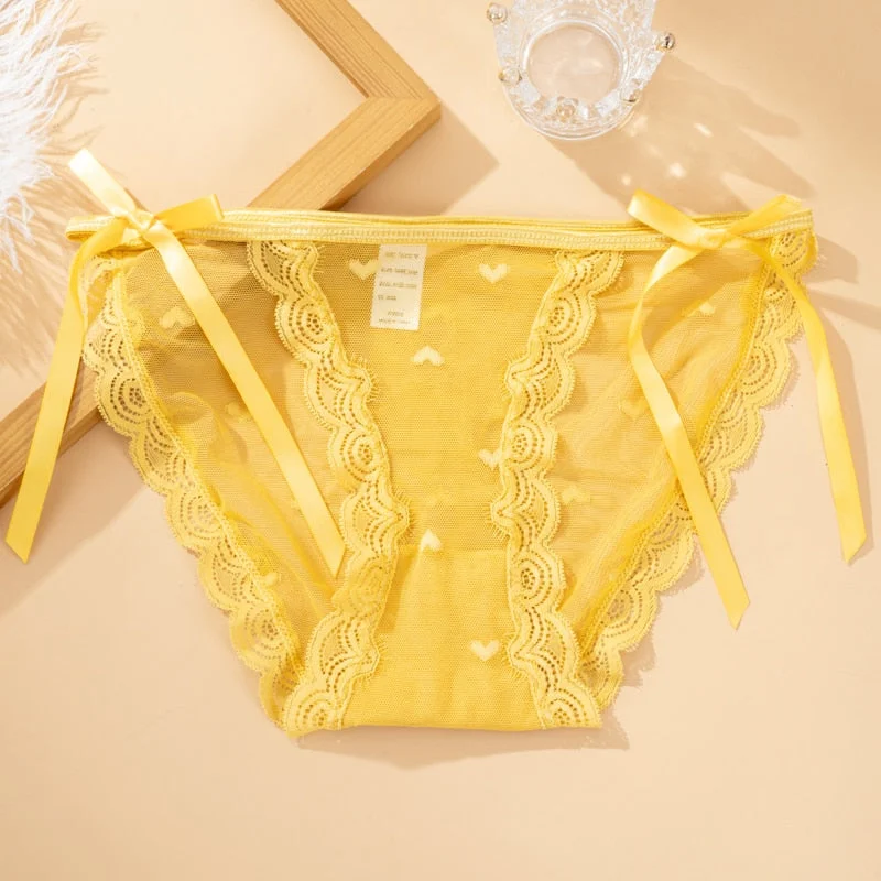 Sexy Lace Panties For Women Underwear Fashion Heart Lingerie Low-Rise Breathable Hollow Out Female Transparent Temptation Briefs