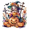 (40*40cm)Halloween Pumpkin Girl - Full Round Drill Diamond Painting