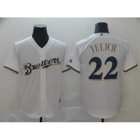 Men's Milwaukee Brewers #22 Christian Yelich White Cool Base Stitched MLB Jersey HGMN