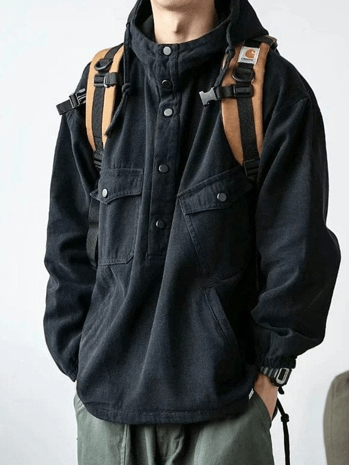 Men's Button-Up Hooded Jacket