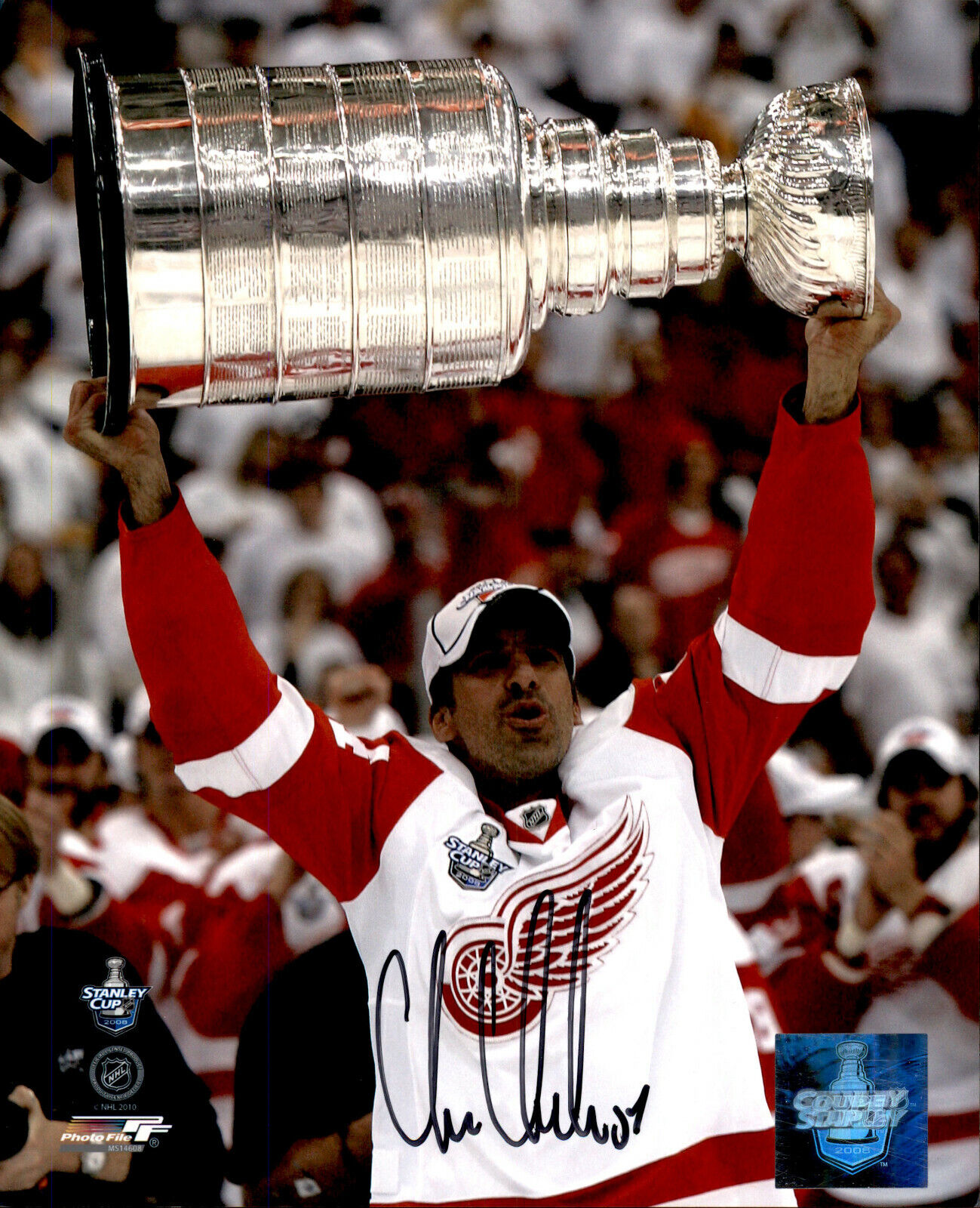 Chris Chelios SIGNED 8x10 Photo Poster painting DETROIT RED WINGS STANLEY CUP