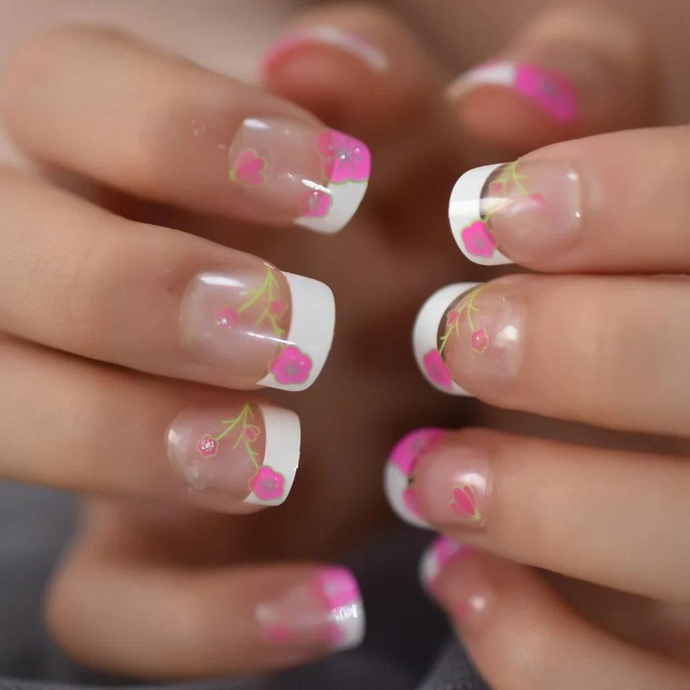 Boom Star French Nails Children Finger Decoration Pre-designed False Nails Purple Transparent Small Size Manicure Tips-Nail Inspo