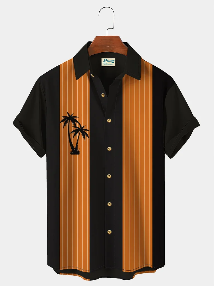 Men's Vintage Casual Hawaiian Shirts Palm Tree Bowling Shirts Wrinkle Free Plus Size Tops