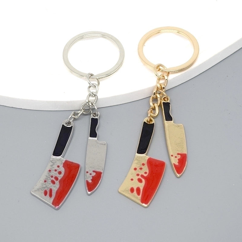 Minimalist Kitchen Knife Alloy Plating Halloween Bag Pendant Keychain