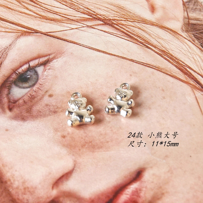 10 PCS/Package 7 * 12mm Arylic Cross Cherry Bow Knot Polished Pendant Jewelry Accessories