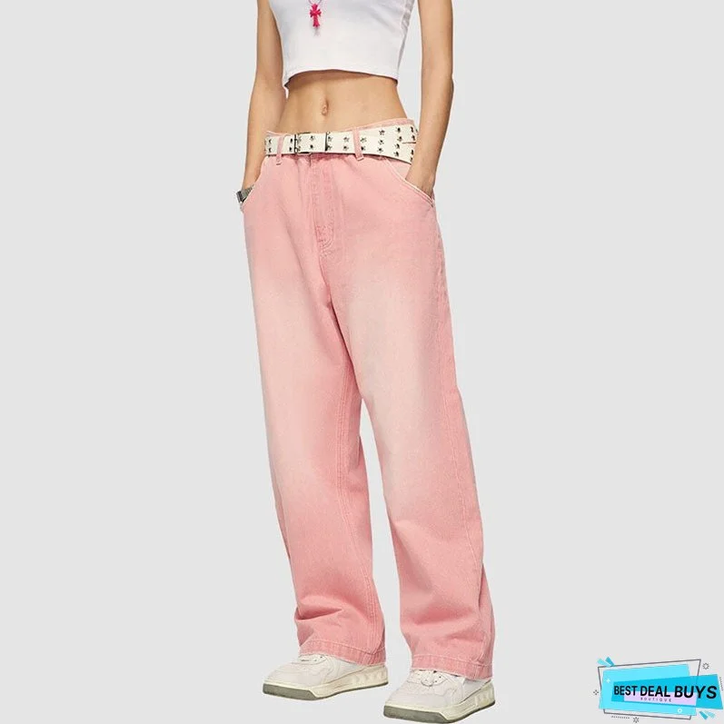 Macaron Inspired Washed Wide Leg Jeans