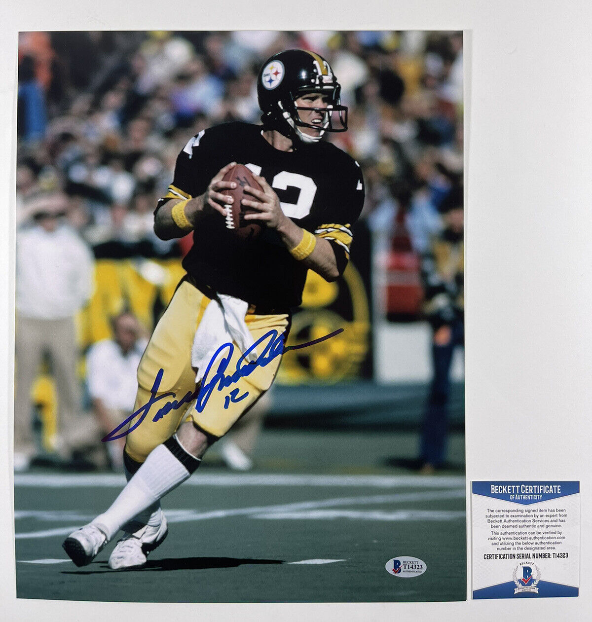 TERRY BRADSHAW SIGNED 11x14 Photo Poster painting PITTSBURGH STEELERS BECKETT BAS COA #T14323