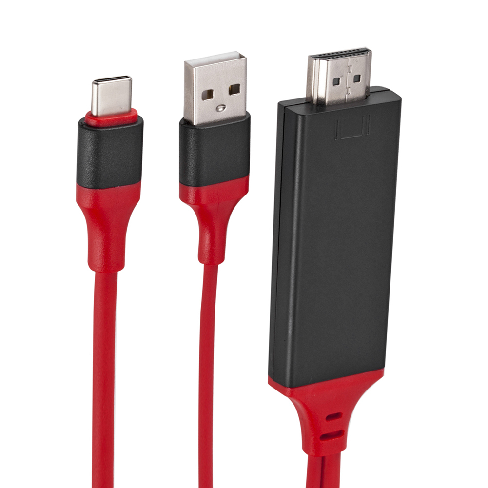 

2m Type C+USB to HDMI-compatible Converter Cable 4K Video Adapter Cord for Phone HDTV, 501 Original