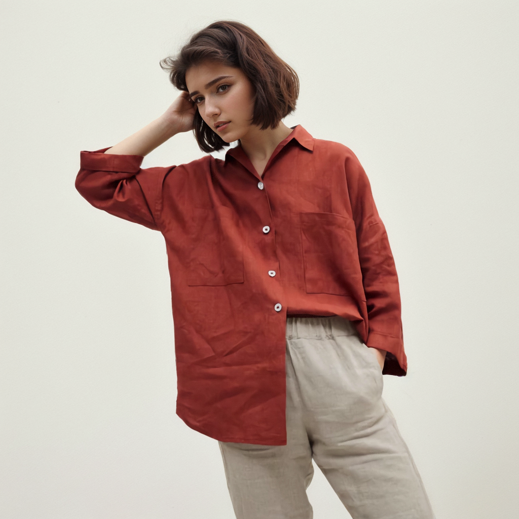 100% European Linen Oversized Shirt REAL SILK LIFE