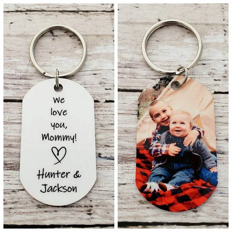 Personalized Photo Keychain Gift for Mom "We Love You Mommy"