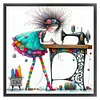 Sewing Machine Girl-11CT Stamped Cross Stitch 40*40cm/15.75*15.75in