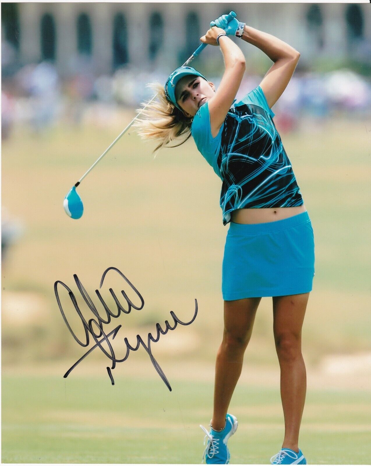 ALEXIS LEXI THOMPSON LPGA GOLF ACTION SIGNED 8x10