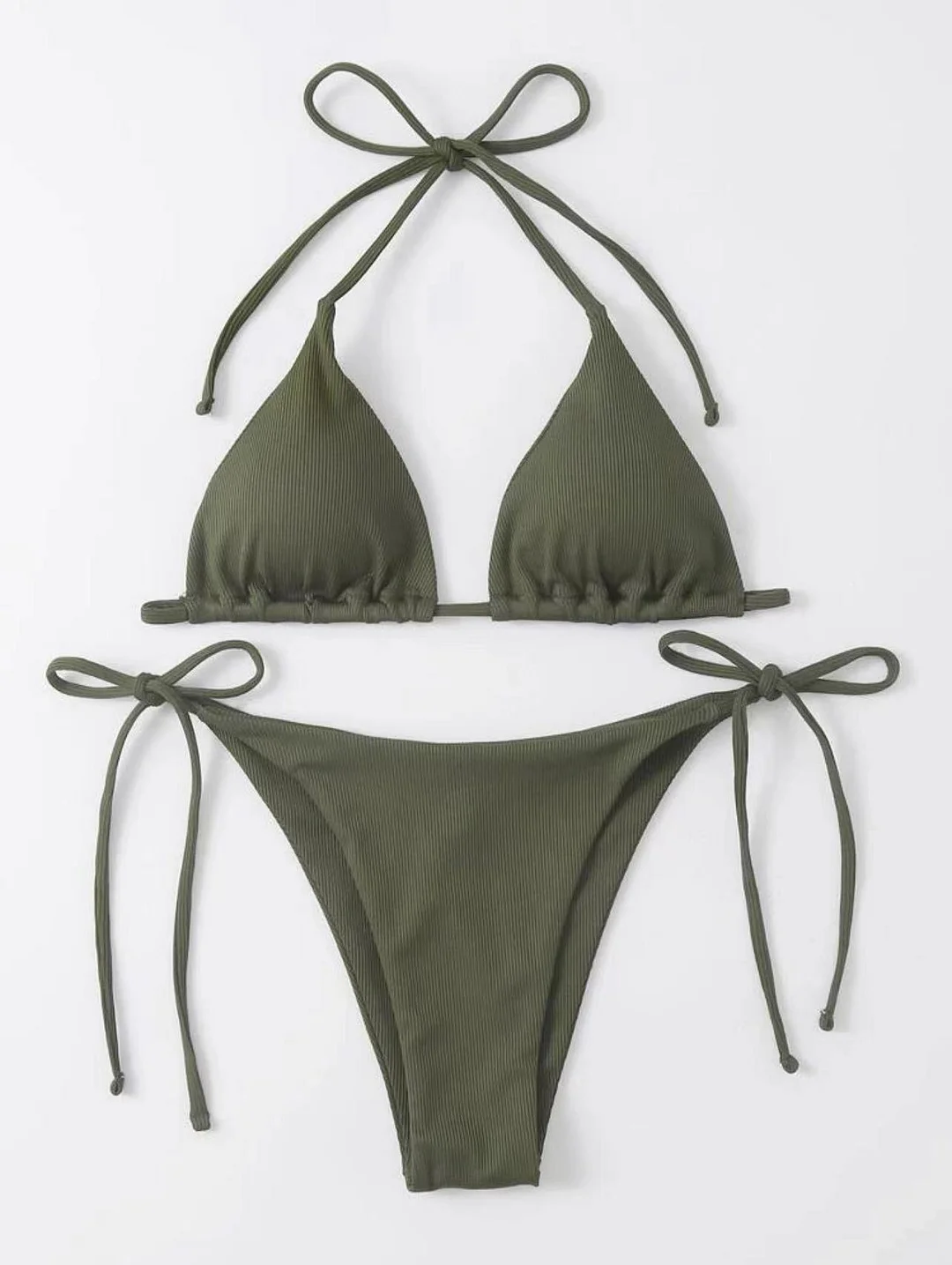 Brownm 2023 New Sexy Three-Point Small Pit Strip Split Swimsuit Bikini Bikini