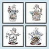 Mid-year Promotion 4Pcs/set Diamond Painting-DIY Full Round Drill Christmas Snowman(30*30cm)