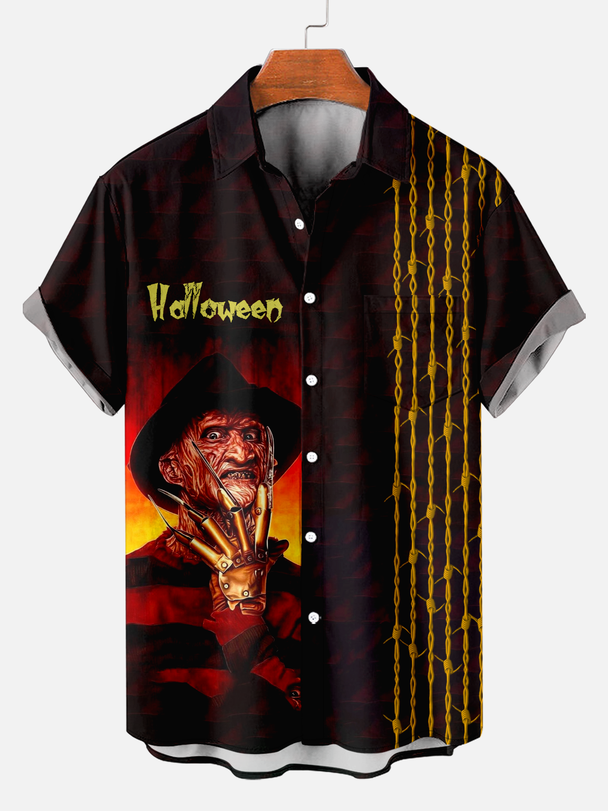 Men's horror movie character chain print shirt PLUSCLOTHESMAN