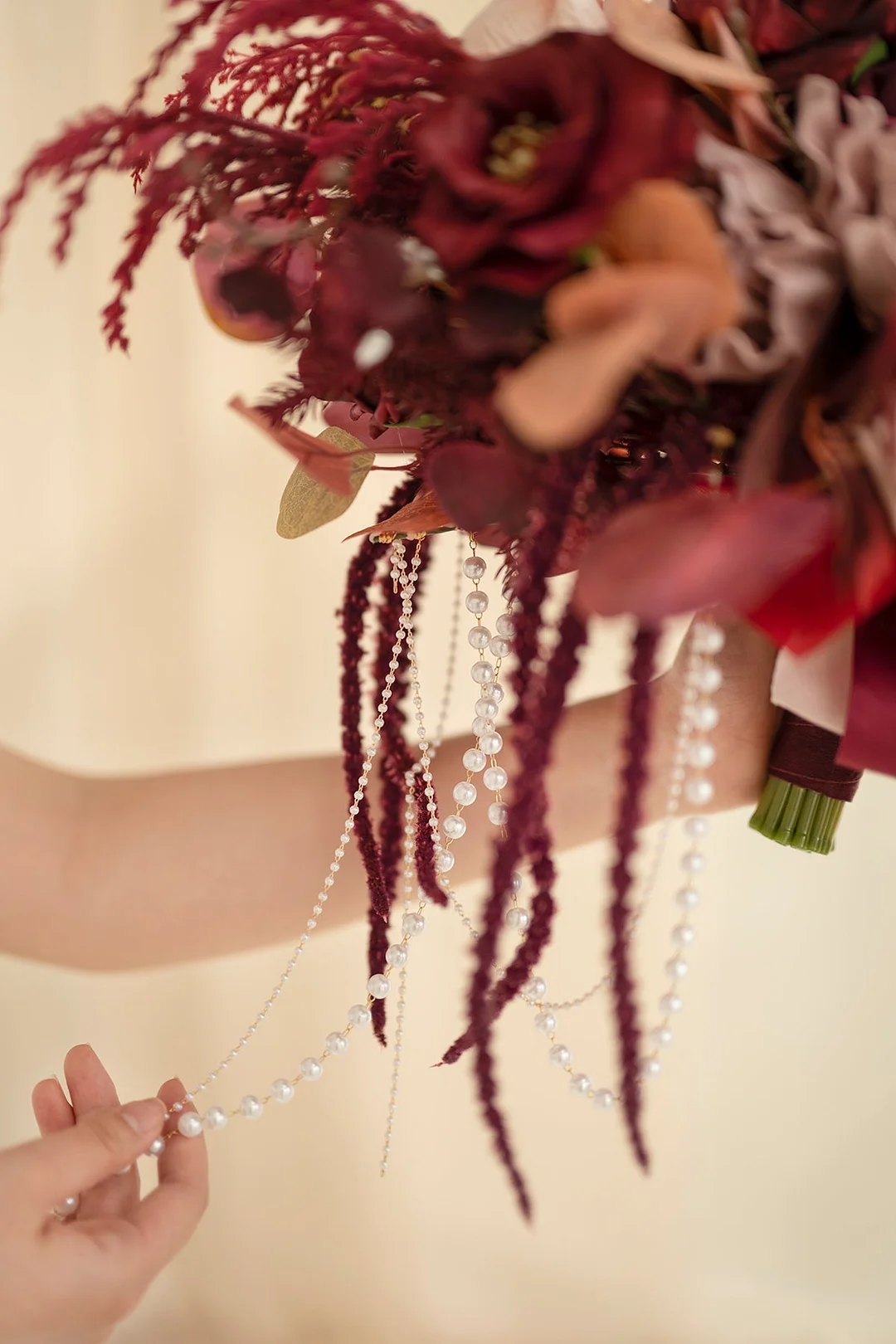 Large Free-Form Bridal Bouquet in Burgundy & Dusty Rose