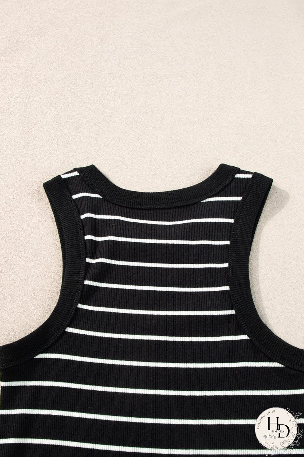 Chic Striped Ribbed Tank Style Mini Dress