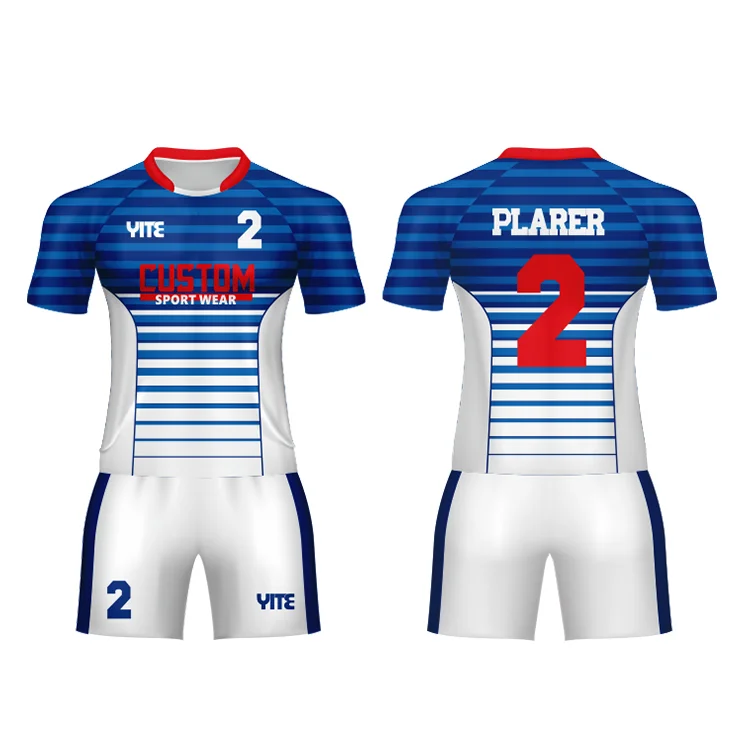 YITE | Customized Design Digital Printing Sublimation  Authentic Blue Rugby Jersey Sets Rugby Uniforms Shirt 