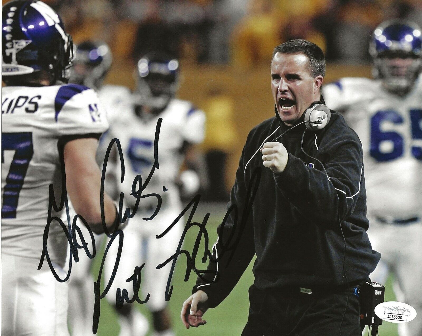 Pat Fitzgerald signed Northwestern Wildcats 8x10 Photo Poster painting autographed Cats 2 JSA