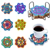 Datura DIY Diamonds Painting Coaster Woodiness with Rack Cup Pad Crafts Kits